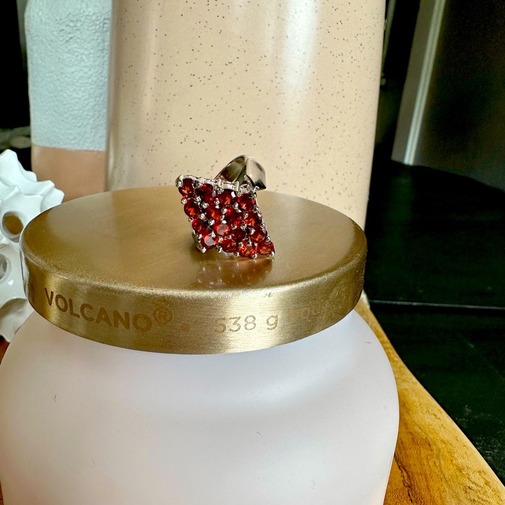 Large Garnet Ring set in 925 Silver